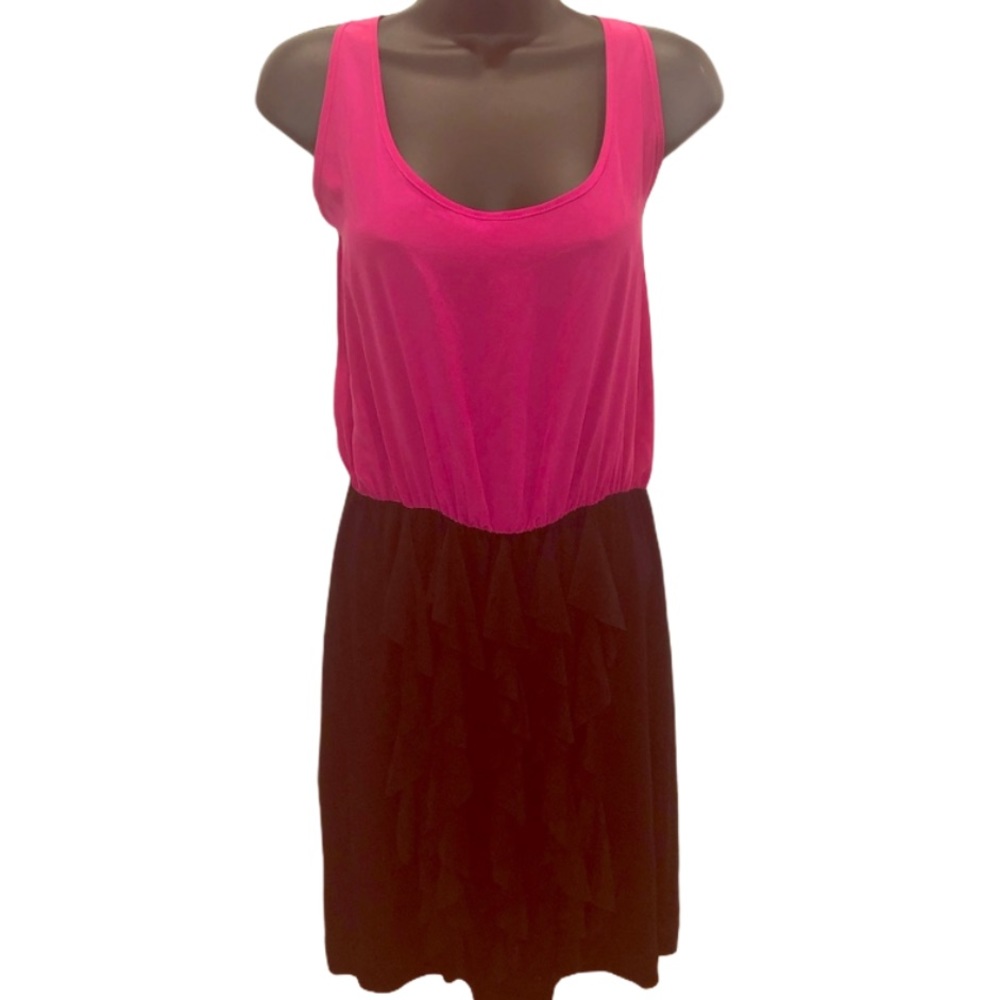 NWT! AQUA sz Lg pink/blk dress w/ ruffled skirt👗
